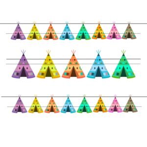 8 spectacular printable tipi garland models in various colors for an ultimate DIY boho nursery decor.