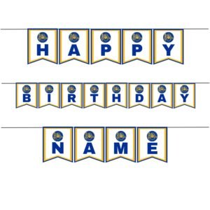 Blue and Gold Basketball Birthday Banner