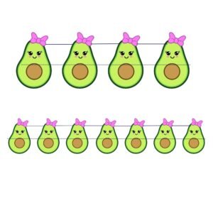 Hand-drawn Avocado Party Garland printable banner for birthday decoration