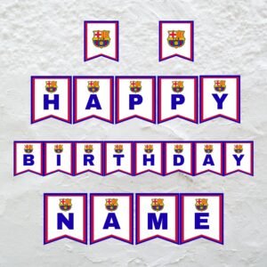 Personalized FC Barcelona Birthday Banner Printable Bunting Blaugrana
