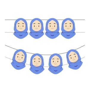 Hijab Girl Birthday Banner. Cute Hijab Girl Printable Party Garland Little Muslimah Bunting