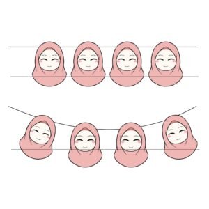 Hijab Girl Birthday Banner. Cute Hijab Girl Printable Party Garland Little Muslimah Bunting