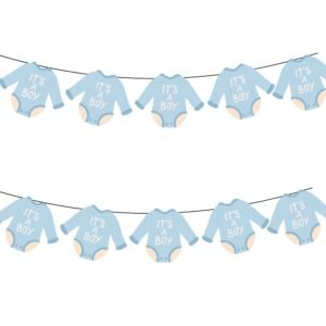 Adorable Printable Baby Shower Garland with Blue It's a Boy Onesie Design