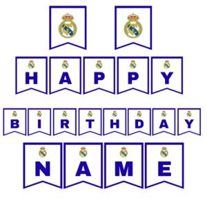 Personalized Real Madrid Birthday Banner Printable Bunting with Club Crest