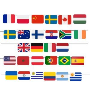 A spectacular printable world flag garland featuring flags from various countries in a 7.5x5.5 inch size for an essential multicultural decor.