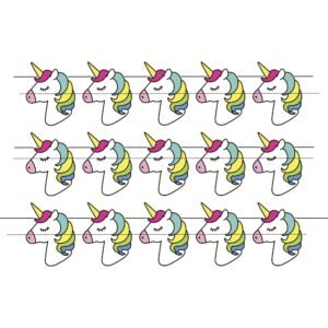 Stunning Large Printable Unicorn Birthday Garland, 8-inch height figures with pastel manes for a magical kids birthday party.
