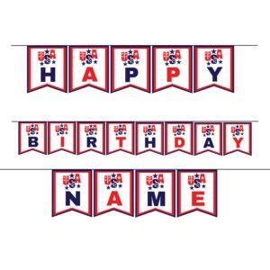 Stunning Patriotic USA Flag Banner with stars and stripes design, 2 flags per A4 page, for 4th of July and Memorial Day decor.