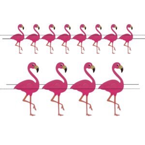 Stunning Printable Flamingo Party Garland in 4 different sizes, pink tropical flamingo cutouts for Luau and summer party decor.