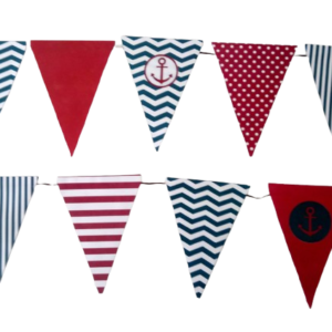 Amazing Printable Triangle Nautical Banner with 9 sailor designs including anchors and lighthouses