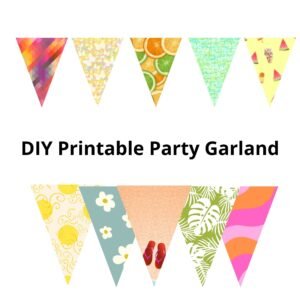 Amazing Printable Triangle Summer Banner 5.5x7 inch with 10 designs and B&W alphabet