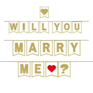 Amazing Printable Will You Marry Me Banner gold glitter design