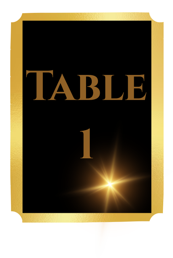 Hollywood Table Numbers