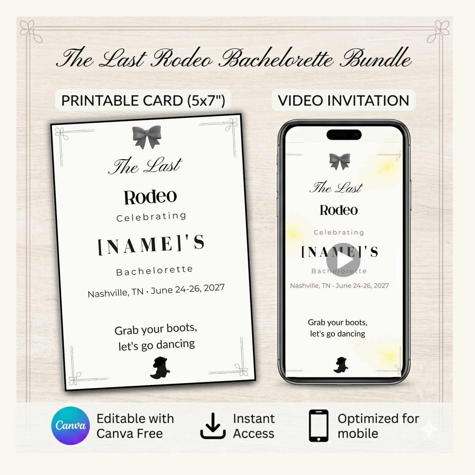 Midnight Rodeo Bachelorette Video Invitation