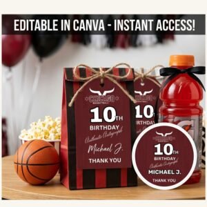 Personalized Chicago Basketball Favor Tags