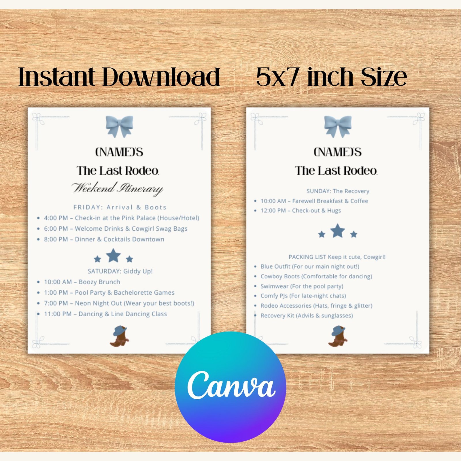 Coastal Cowgirl Bachelorette Itinerary