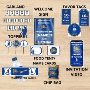 Golden City basketball birthday party bundle