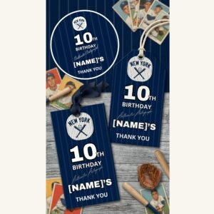 New York Baseball Favor Tags