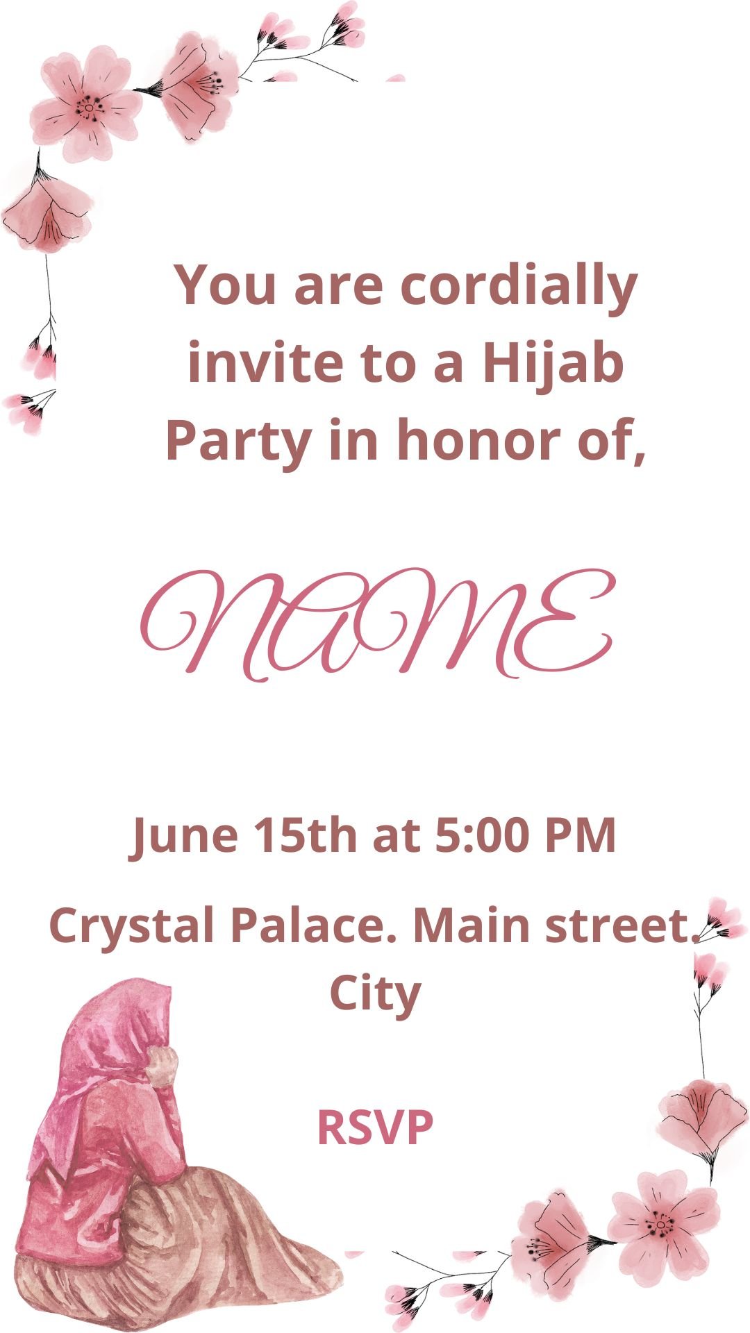 Personalized Hijab Party Video Invitation. Modern Digital Invite for WhatsApp, Editable Mobile Invitation, Instant Download - Image 5