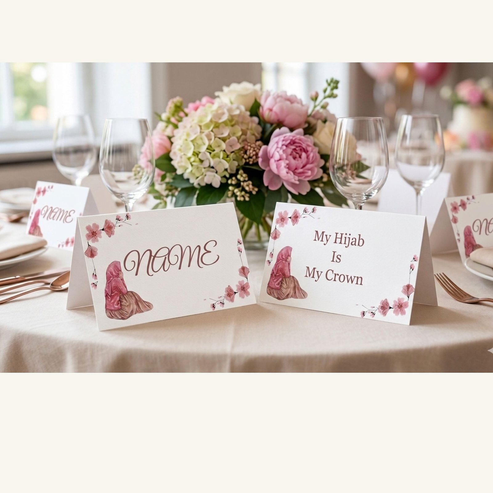 Elegant Hijab Party Bundle. Modest Celebration Decor Kit, All-in-One Digital Party Set, Unlimited Printing - Image 3